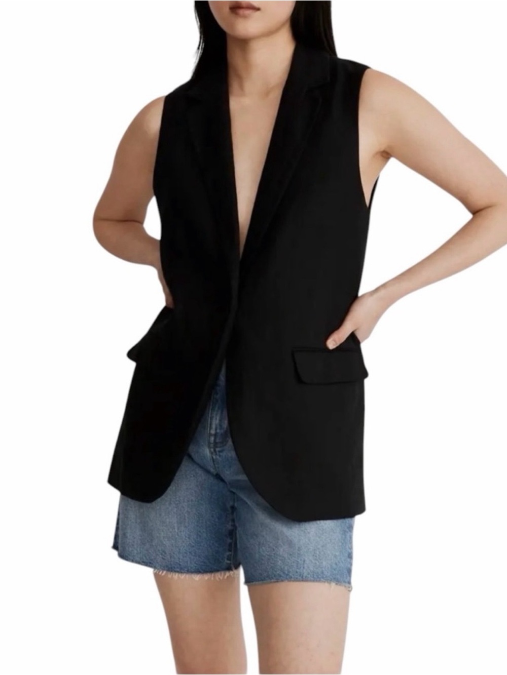 Madewell Sleeveless Black Tailored Blazer Vest